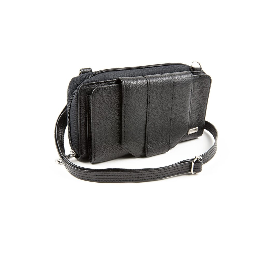 1393 Wallet RFID Cell Phone Purse Leather Crossbody with Accordion Pebbled